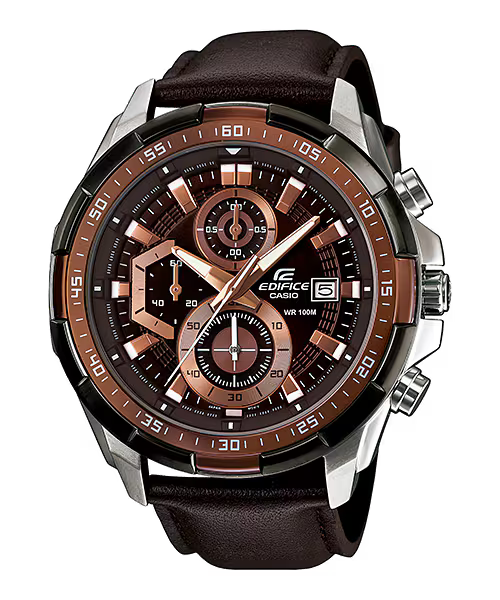 CASIO EDIFICE EFR-539L-5A BROWN LEATHER BAND BROWN DIAL  FOR MEN