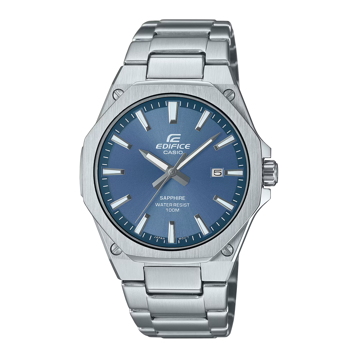 CASIO EDIFICE EFR-S108D-2A SILVER STEEL BAND NAVY BLUE DIAL  FOR MEN