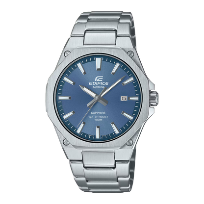 CASIO EDIFICE EFR-S108D-2A SILVER STEEL BAND NAVY BLUE DIAL  FOR MEN