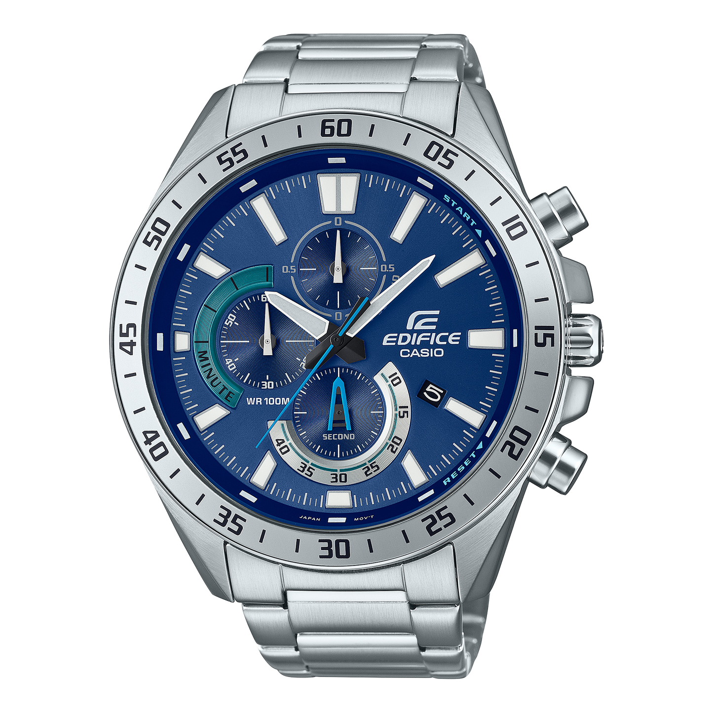 CASIO EDIFICE EFV-620D-2A SILVER STEEL BAND NAVY BLUE DIAL  FOR MEN