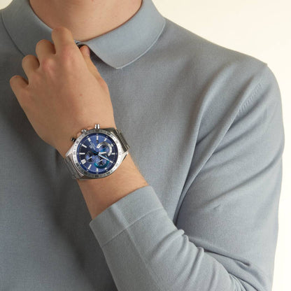CASIO EDIFICE EFV-620D-2A SILVER STEEL BAND NAVY BLUE DIAL  FOR MEN