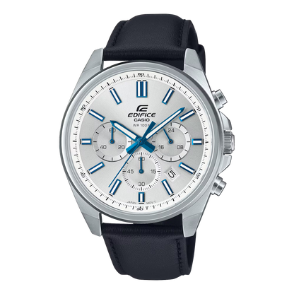 CASIO EDIFICE EFV-650L-7A BLACK LEATHER BAND WHITE DIAL  FOR MEN