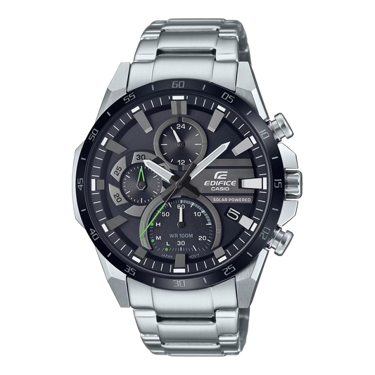 CASIO EDIFICE EQS-940DB-1A SILVER STEEL BAND BLACK DIAL  FOR MEN