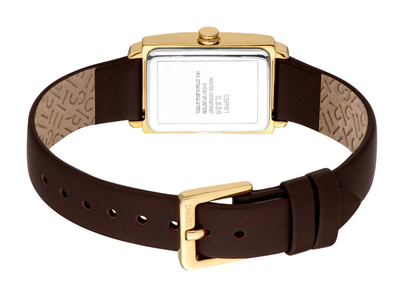 ESPRIT ES1L556L0025 BROWN LEATHER BAND WHITE DIAL FOR WOMEN