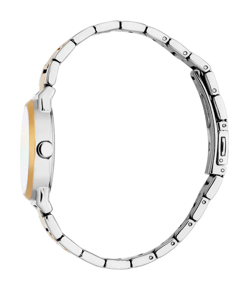 ESPRIT ES1L560M0045 SILVER AND ROSE GOLD STEEL BAND WHITE DIAL FOR WOMEN