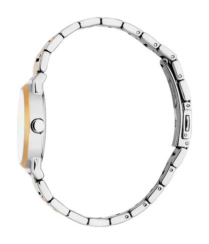 ESPRIT ES1L560M0045 SILVER AND ROSE GOLD STEEL BAND WHITE DIAL FOR WOMEN