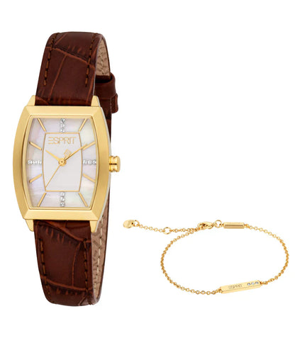 ESPRIT ES1L566L0025 BROWN LEATHER BAND WHITE DIAL FOR WOMEN