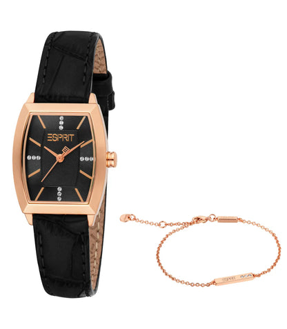 ESPRIT ES1L566L0035 BLACK LEATHER BAND BLACK DIAL FOR WOMEN