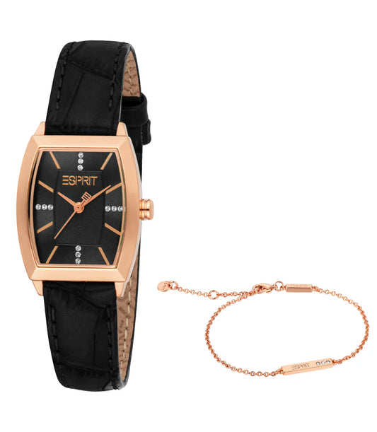ESPRIT ES1L566L0035 BLACK LEATHER BAND BLACK DIAL FOR WOMEN