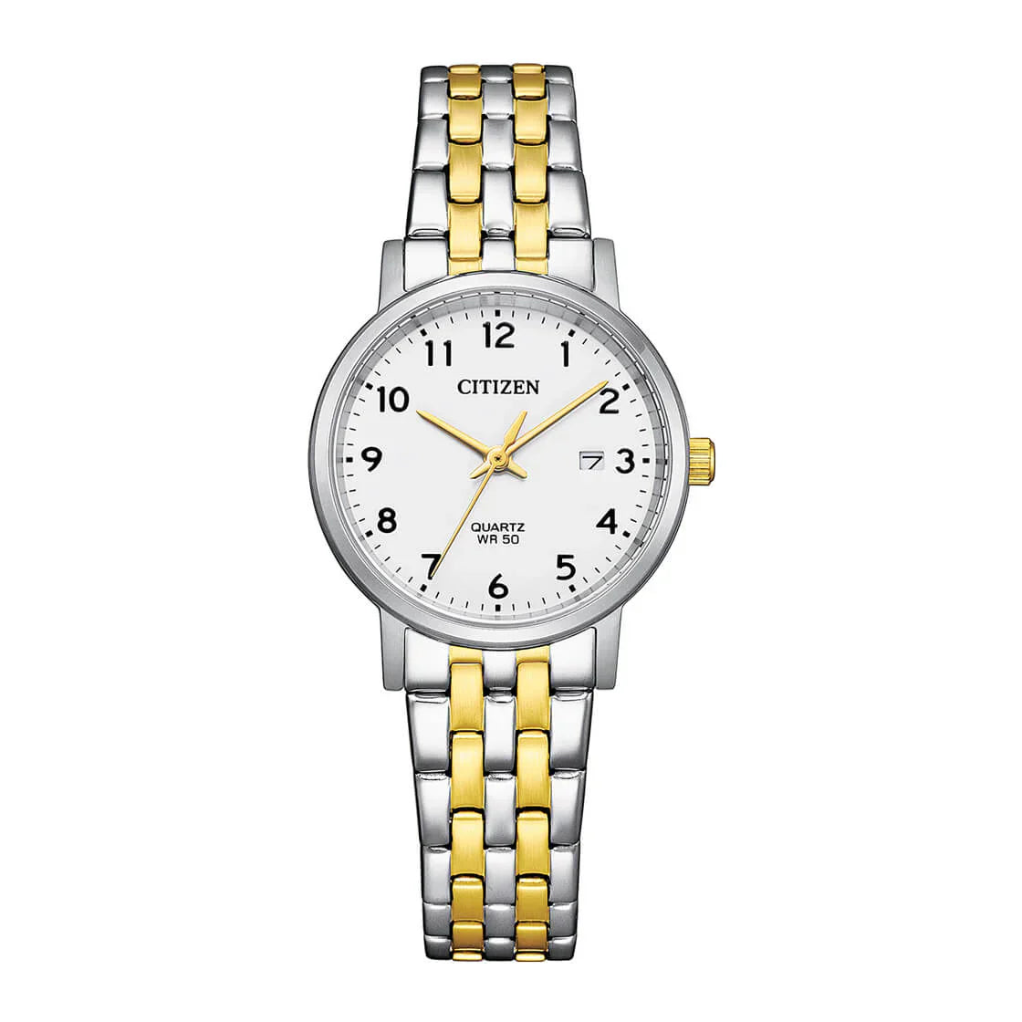 CITIZEN EU6096-58A SILVER AND GOLD STEEL BAND WHITE DIAL  FOR WOMEN