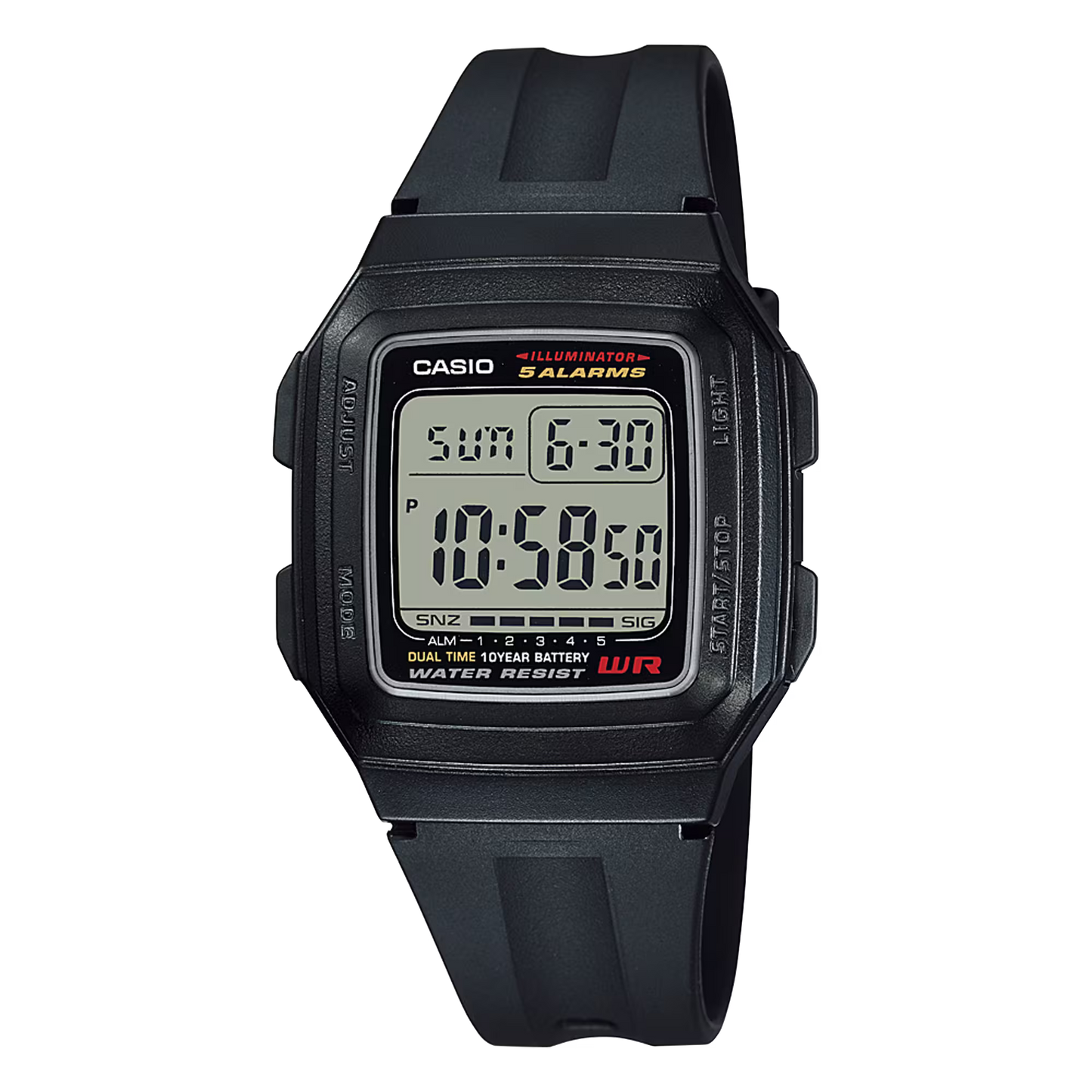 CASIO F-201WA-9A DIGITAL DIAL BLACK RUBBER FOR MEN