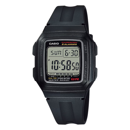CASIO F-201WA-9A DIGITAL DIAL BLACK RUBBER FOR MEN