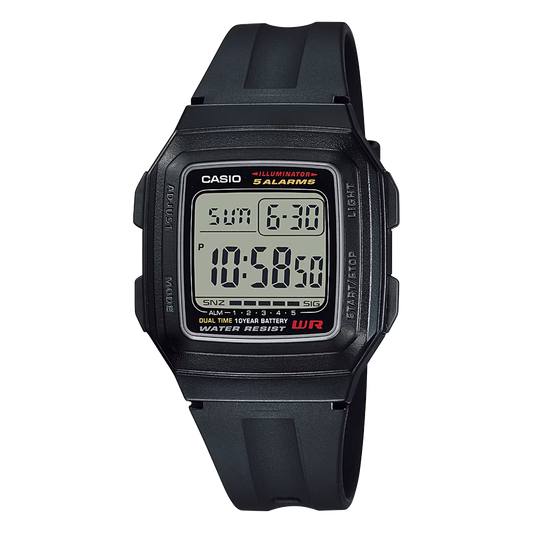CASIO F-201WA-9A DIGITAL DIAL BLACK RUBBER FOR MEN