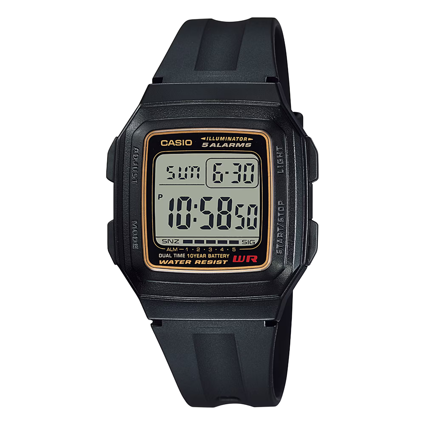 CASIO F-201WA-9A DIGITAL DIAL BLACK RUBBER FOR MEN