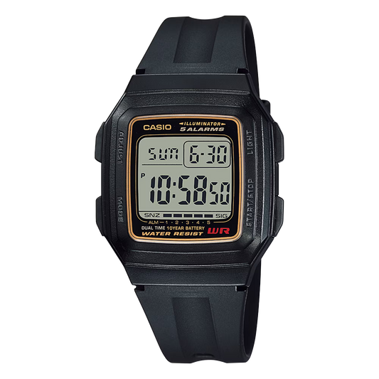 CASIO F-201WA-9A DIGITAL DIAL BLACK RUBBER FOR MEN