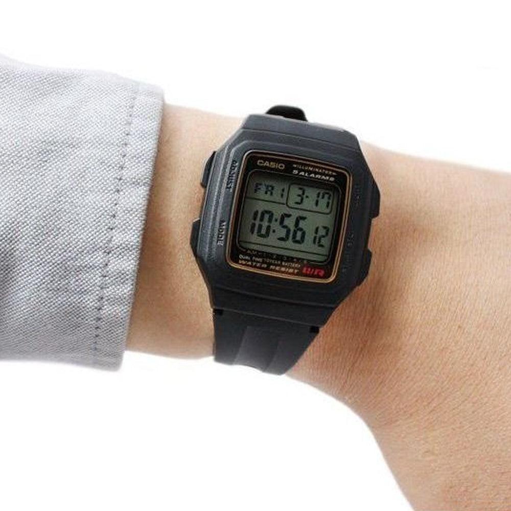 CASIO F-201WA-9A DIGITAL DIAL BLACK RUBBER FOR MEN