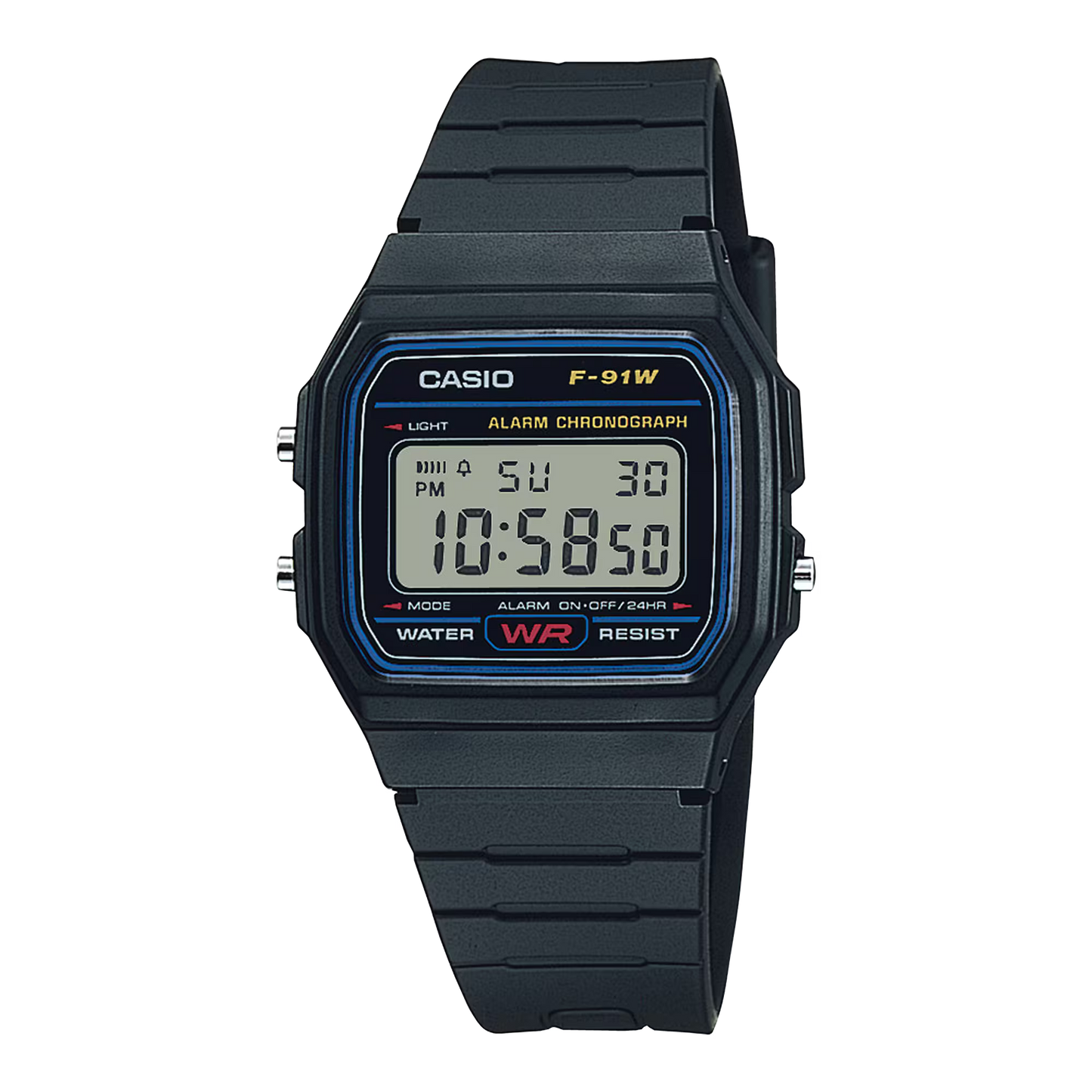CASIO  F-91W-1D BLACK RUBBER BAND BLACK DIAL  FOR MEN