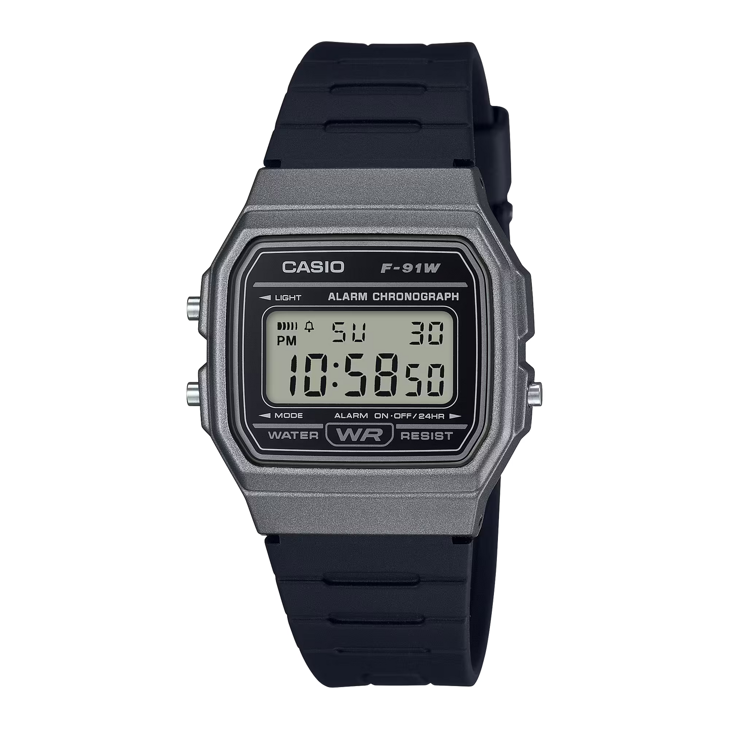CASIO  F-91WM-1B BLACK RUBBER BAND BLACK DIAL  FOR MEN
