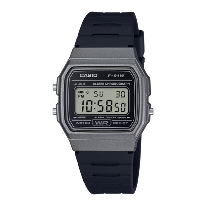 CASIO  F-91WM-1B BLACK RUBBER BAND BLACK DIAL  FOR MEN