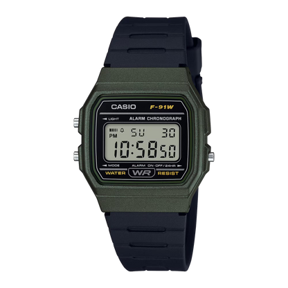 CASIO  F-91WM-3A BLACK RUBBER BAND BLACK DIAL  FOR MEN