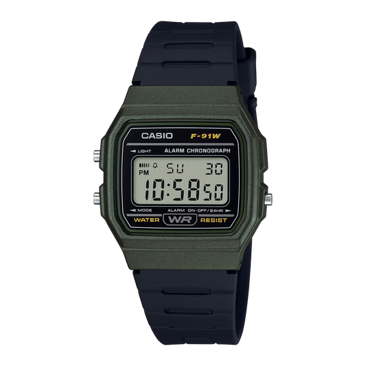 CASIO  F-91WM-3A BLACK RUBBER BAND BLACK DIAL  FOR MEN