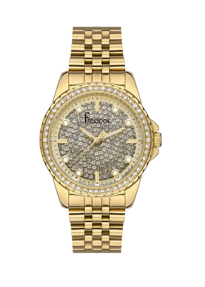FREELOOK FL.1.10337-2 GOLDEN STEEL BAND SILVER DIAL  FOR WOMEN