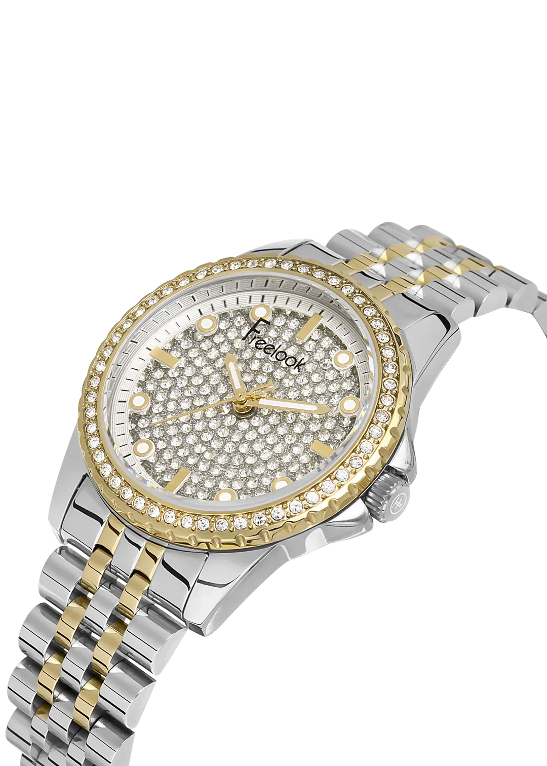 FREELOOK FL.1.10337-4 SILVER AND GOLD STEEL BAND SILVER DIAL  FOR WOMEN
