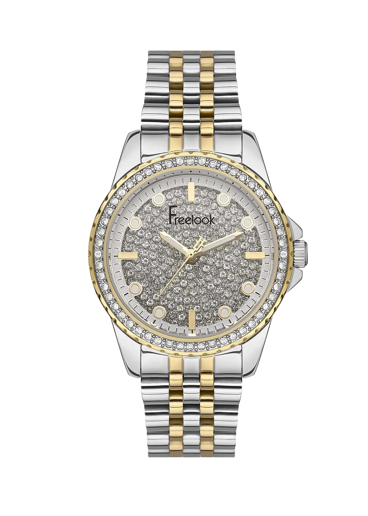 FREELOOK FL.1.10337-4 SILVER AND GOLD STEEL BAND SILVER DIAL  FOR WOMEN