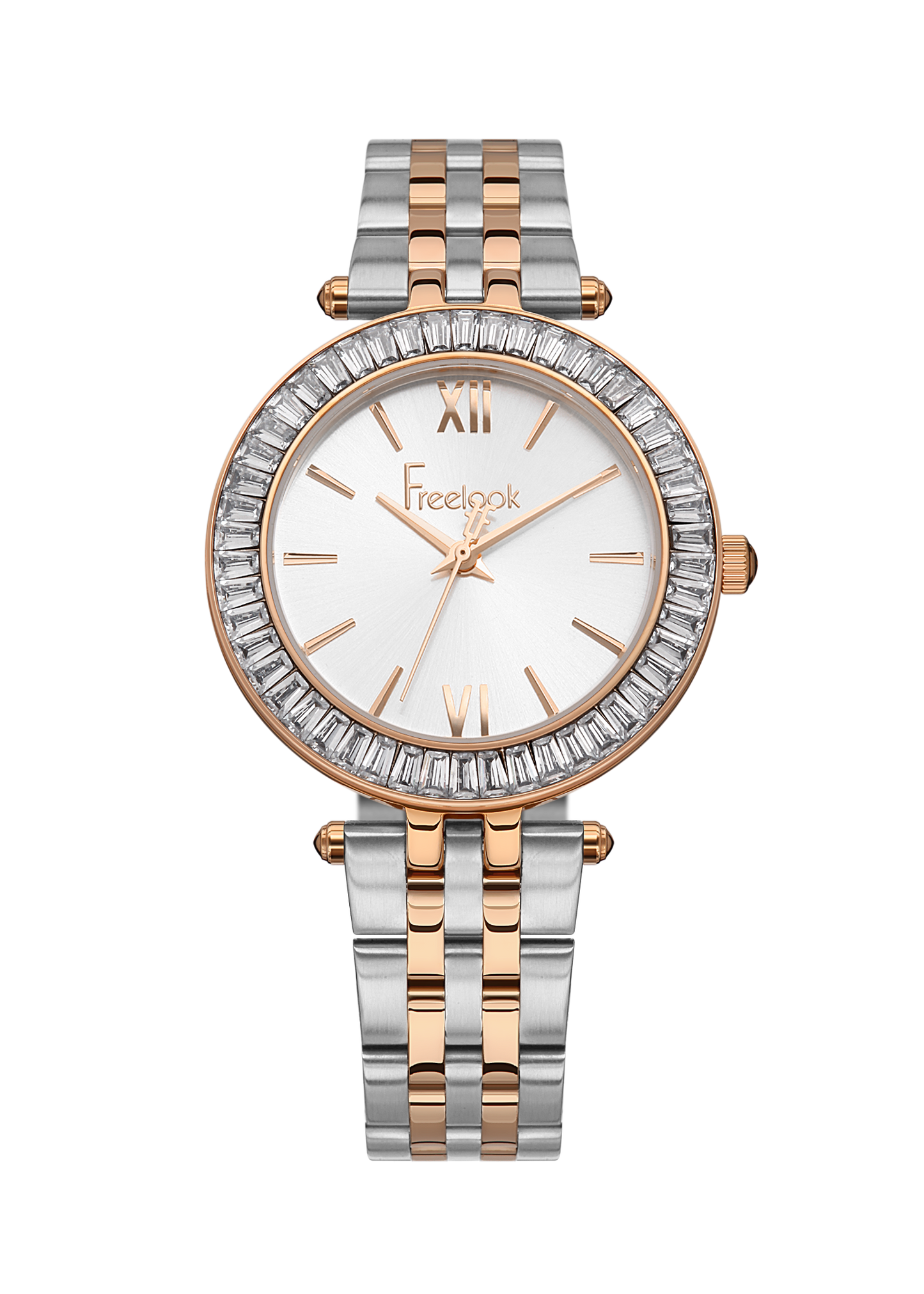 FREELOOK FL.1.10392-4 SILVER AND ROSE GOLD STEEL BAND SILVER DIAL  FOR WOMEN