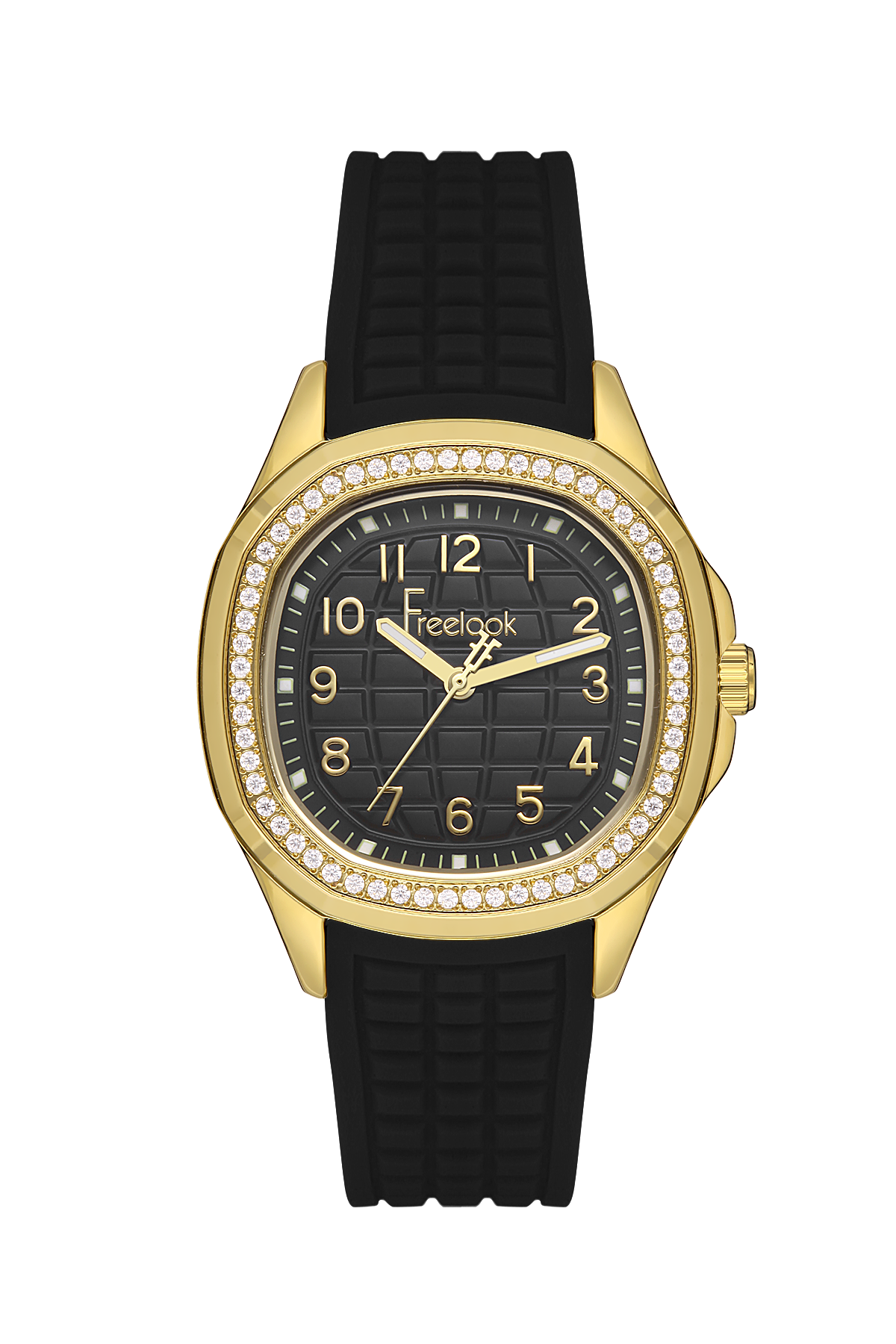 FREELOOK FL.1.10419-4 BLACK RUBBER BAND BLACK DIAL  FOR WOMEN