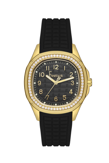 FREELOOK FL.1.10419-4 BLACK RUBBER BAND BLACK DIAL  FOR WOMEN