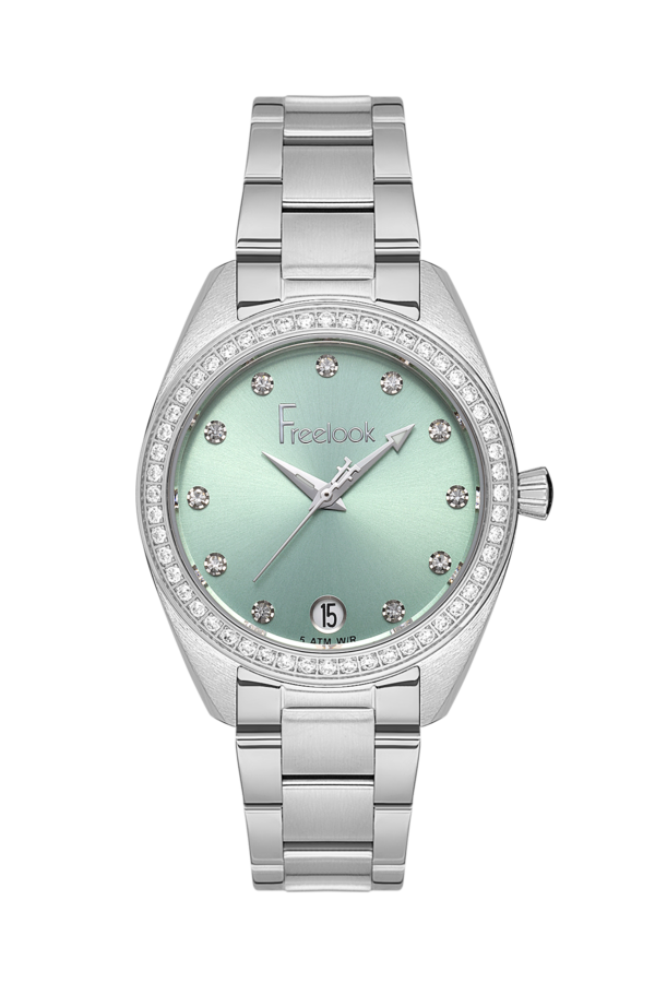 FREELOOK FL.1.10428-1 SILVER STEEL BAND BABY BLUE DIAL  FOR WOMEN