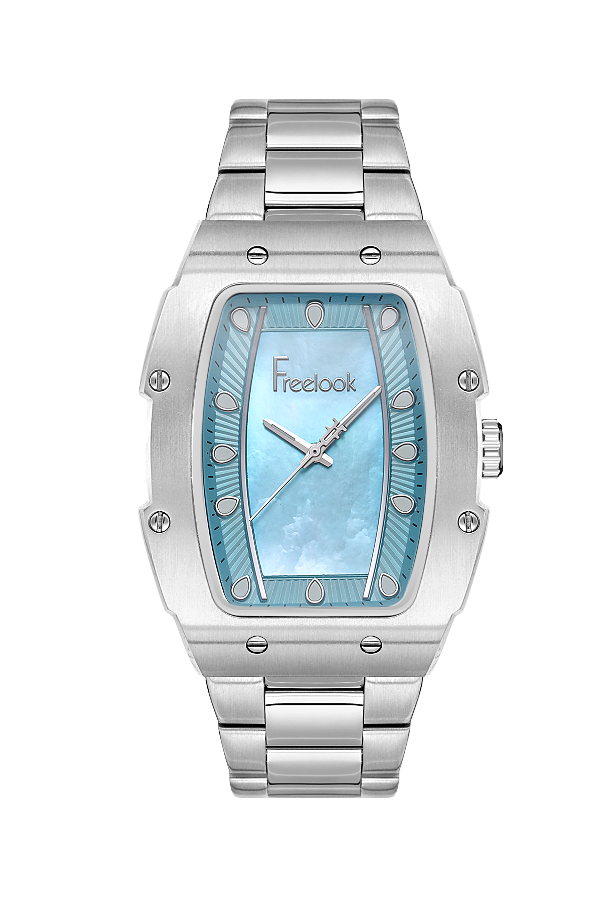 FREELOOK FL.1.10430-2 SILVER STEEL BAND BABY BLUE DIAL  FOR WOMEN