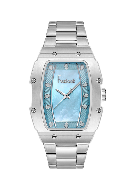 FREELOOK FL.1.10430-2 SILVER STEEL BAND BABY BLUE DIAL  FOR WOMEN