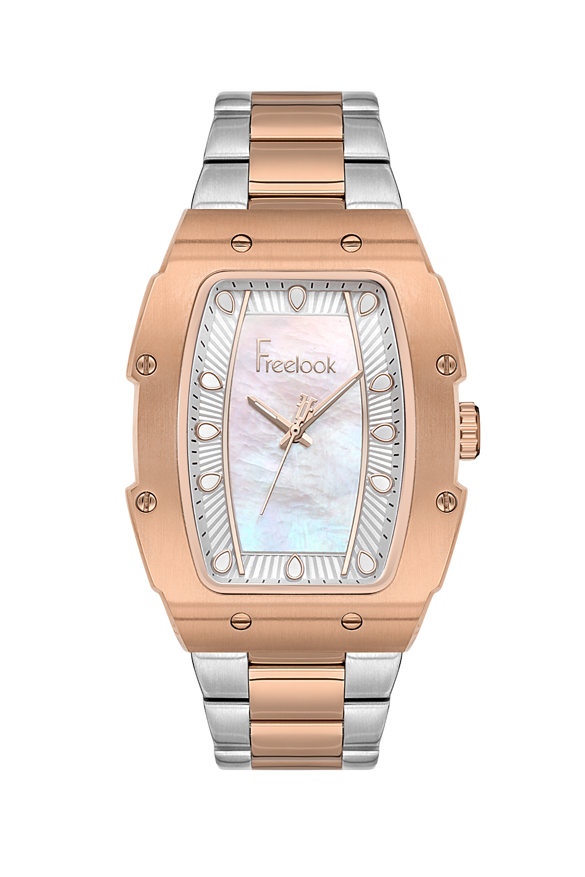 FREELOOK FL.1.10430-5 SILVER AND ROSE GOLD STEEL BAND WHITE DIAL  FOR WOMEN