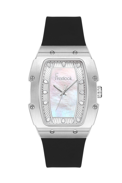 FREELOOK FL.1.10431-1 BLACK LEATHER BAND WHITE DIAL  FOR WOMEN