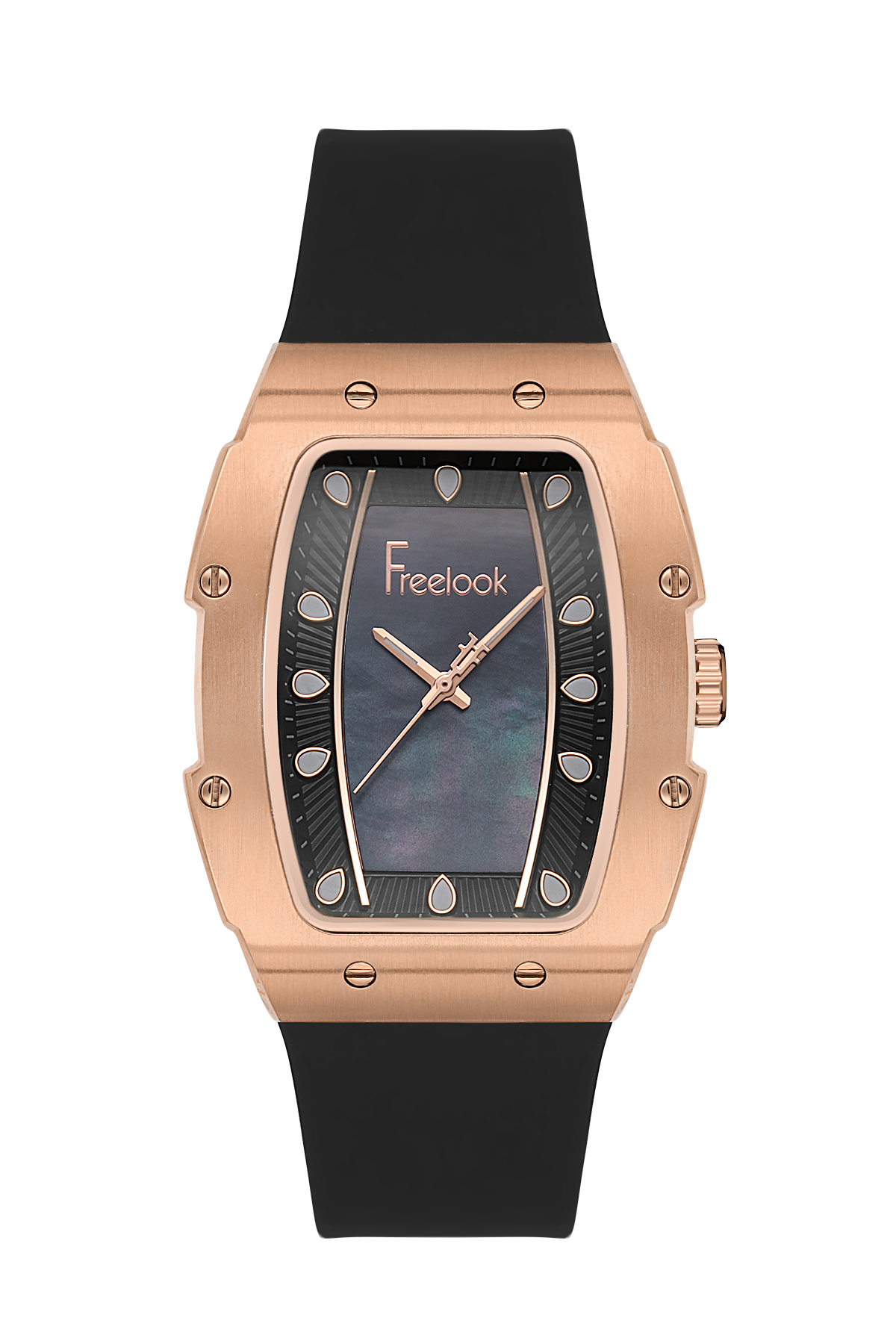 FREELOOK FL.1.10431-2 BLACK LEATHER BAND BLACK DIAL  FOR WOMEN