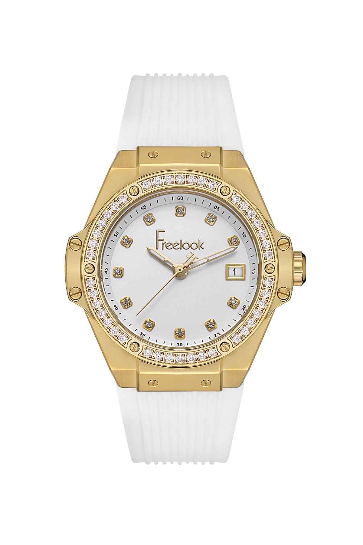 FREELOOK FL.1.10433-2 WHITE RUBBER BAND WHITE DIAL  FOR WOMEN