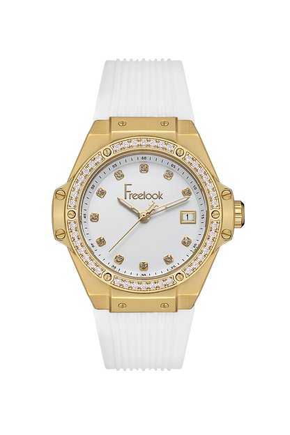 FREELOOK FL.1.10433-2 WHITE RUBBER BAND WHITE DIAL  FOR WOMEN