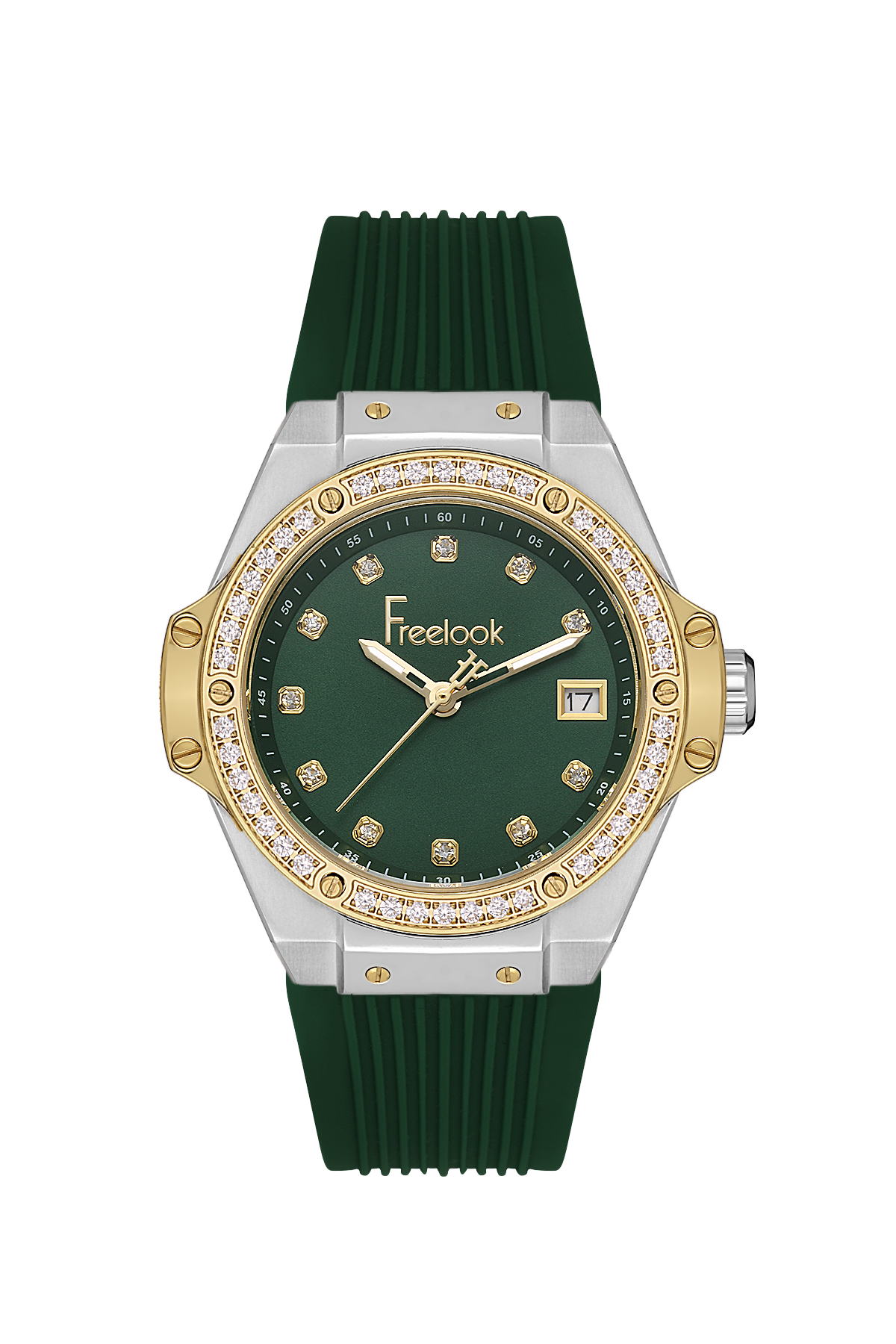FREELOOK FL.1.10433-3 GREEN RUBBER BAND GREEN DIAL  FOR WOMEN