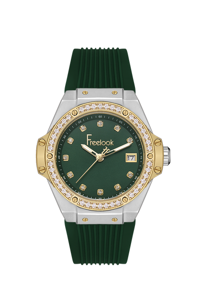 FREELOOK FL.1.10433-3 GREEN RUBBER BAND GREEN DIAL  FOR WOMEN