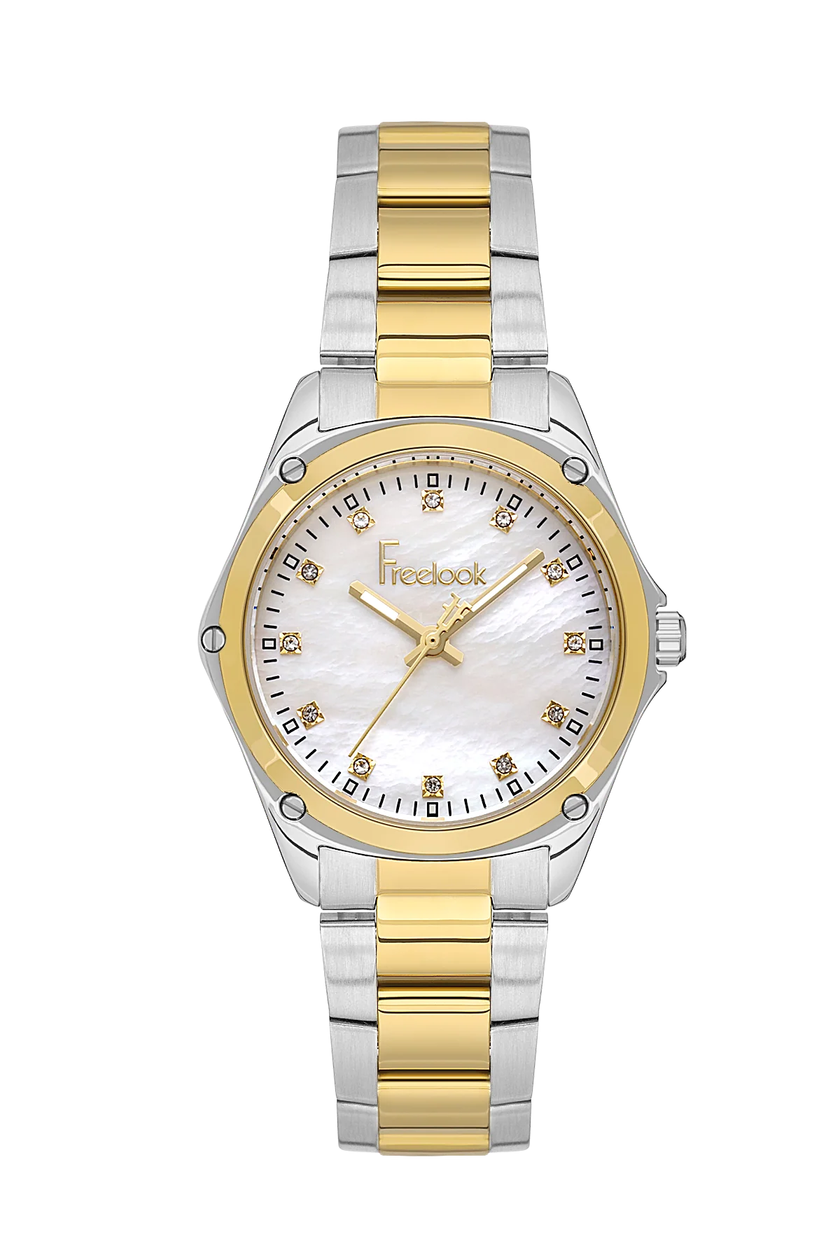 FREELOOK FL.1.10437-3 SILVER AND GOLD STEEL BAND WHITE DIAL  FOR WOMEN