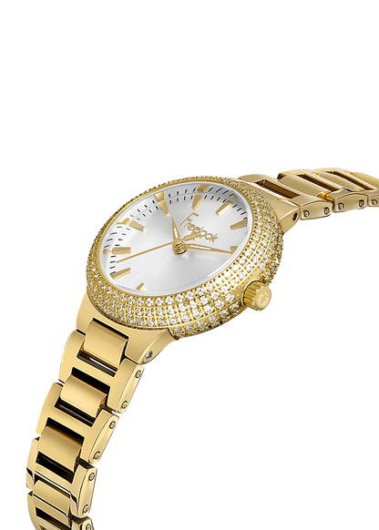 FREELOOK FL.1.10438-2 GOLDEN STEEL BAND SILVER DIAL  FOR WOMEN