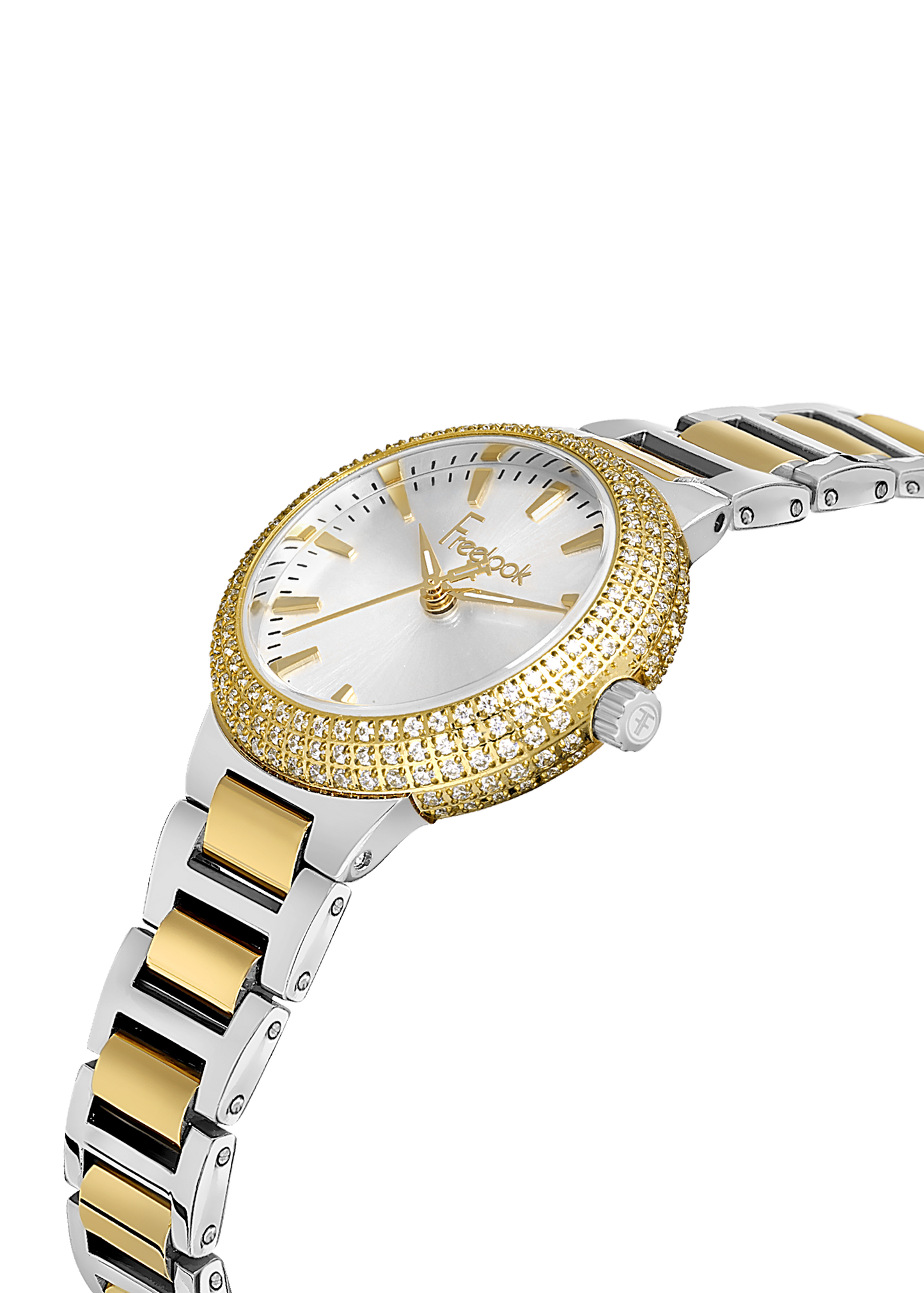FREELOOK FL.1.10438-3 SILVER AND GOLD STEEL BAND SILVER DIAL  FOR WOMEN