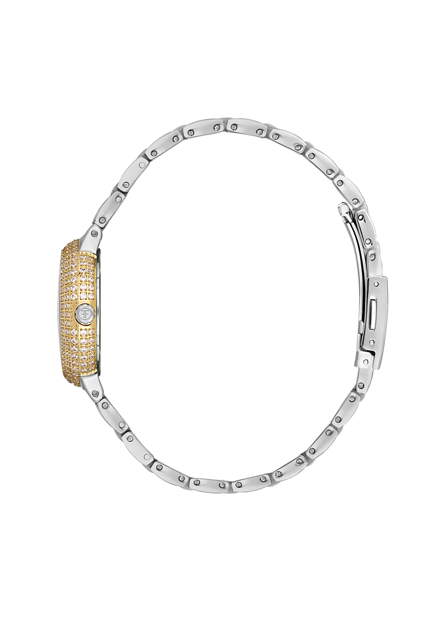 FREELOOK FL.1.10438-4 SILVER AND GOLD STEEL BAND GREEN DIAL  FOR WOMEN