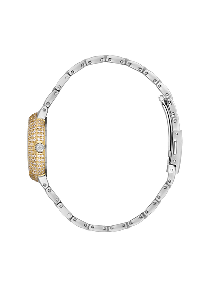 FREELOOK FL.1.10438-4 SILVER AND GOLD STEEL BAND GREEN DIAL  FOR WOMEN
