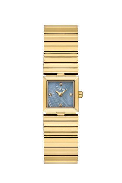 FREELOOK FL.1.10443-3 GOLDEN STEEL BAND GREY DIAL  FOR WOMEN