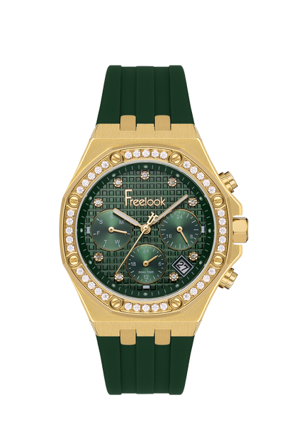 FREELOOK FL.1.10447-2 GREEN RUBBER BAND GREEN DIAL  FOR WOMEN