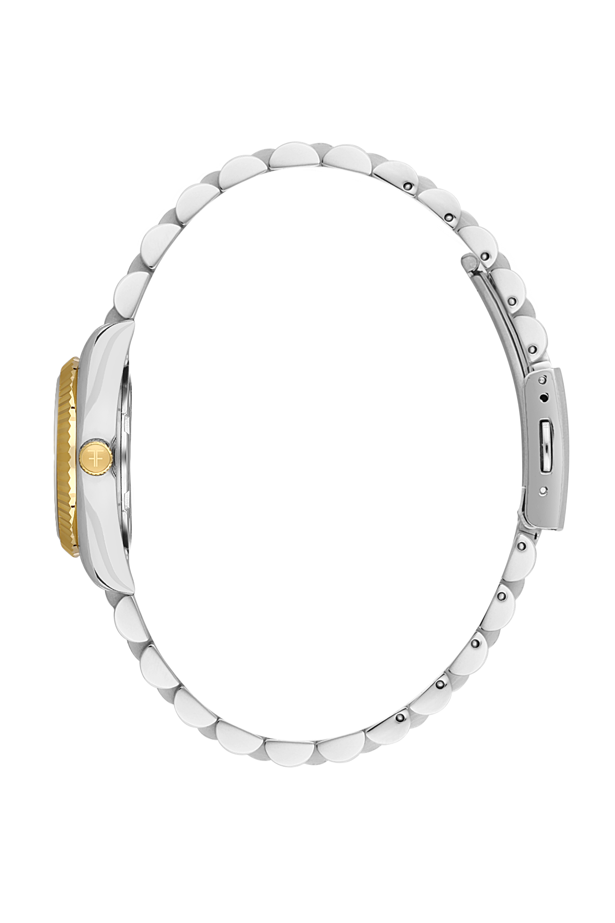FREELOOK FL.4.10001-4 SILVER AND GOLD STEEL BAND GREEN DIAL  FOR WOMEN