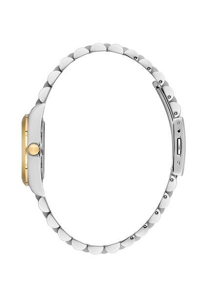 FREELOOK FL.4.10004-5 SILVER AND GOLD STEEL BAND GREEN DIAL  FOR WOMEN